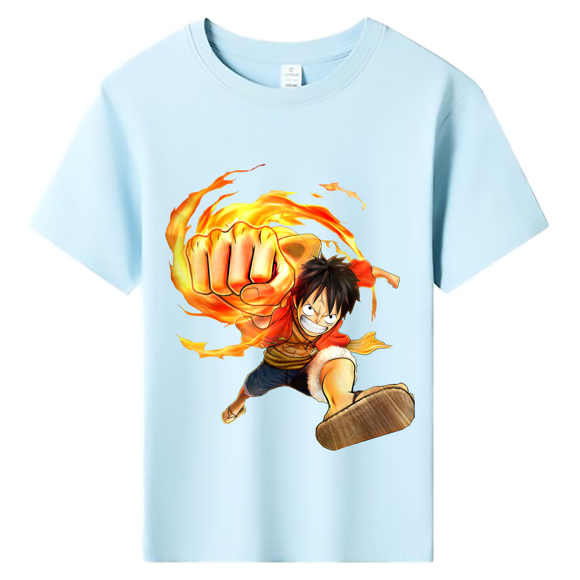 ワンピース モンキー・D・ルフィ ONE PIECE Monkey D. Luffy 綿100％キッズTシャツ（フロントプリント）